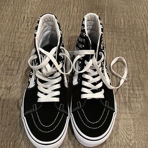 Vans never used size 8 woman black white high top